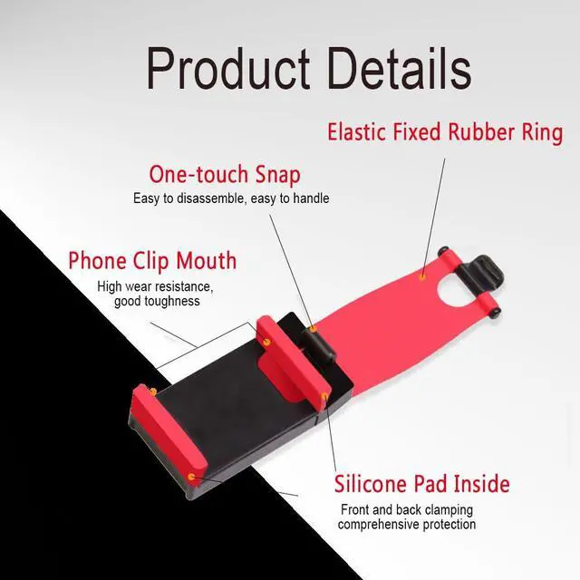 Alt view image 4 of 7 - Car Steering Wheel Phone Holder, Portable No-Hands Smartphone Mount Clip | Adjustable Car Cradle, Universal Mobile Phone Mount for Most Devices