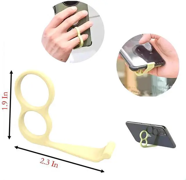 Alt view image 2 of 5 - Finger Phone Holder, 10 Pcs Random Color Plastic 2 Holes Little Finger and Ring Finger Grip Strap Holder for Hand (10)