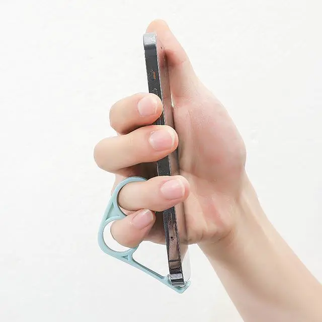 Alt view image 3 of 5 - Finger Phone Holder, 10 Pcs Random Color Plastic 2 Holes Little Finger and Ring Finger Grip Strap Holder for Hand (10)