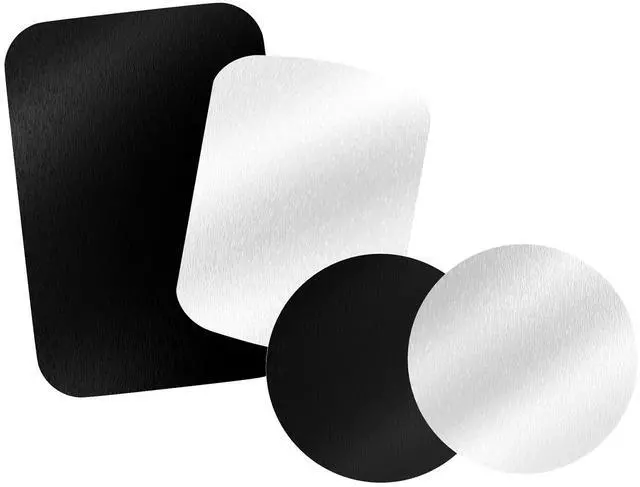 Main image of Metal Plate for Magnetic Car Mount 4 Pack Disc with 3M Adhesive Compatible with Phone Magnets/Cell Phone Automobile Magnet Cradles, No Logo or Hole, 2 Rectangle 2 Round, Black&Silver