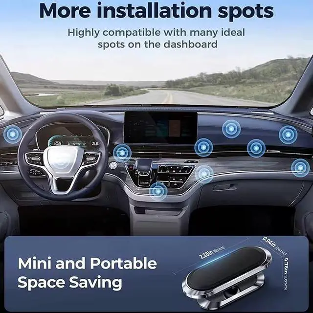 Alt view image 5 of 7 - 8Magnet Magnetic Car Phone Mount for Dashboard & Vent, 360° Rotating Mini Phone Holder with VHB Adhesive, Universal MagSafeCompatible Car Mount for iPhone 15/14/13/12 & Android Smartphones