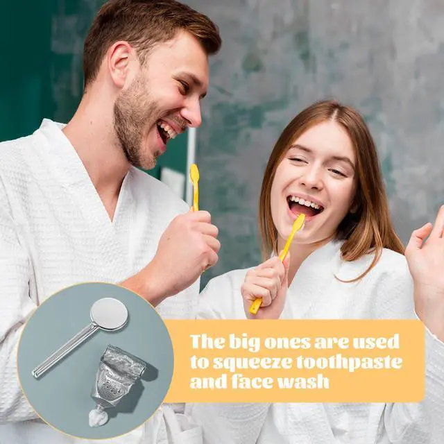 Alt view image 4 of 7 - Toothpaste Squeezer 2 Pcs Metal Tube Squeezers Key L&S Stainless Steel Manual Dispenser Roller Tube Bathroom and Kitchen Gadgets for Maximize Creams Paint Makeup & Beyond - 2 Different Color
