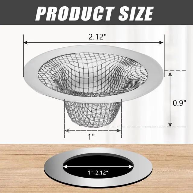 Alt view image 5 of 7 - 4PCS Stainless Steel Mesh Sink Strainer, 2.12" Top/0.9" | Slop Basket Filter Trap, Shower Bath Tub Drain, Hair Catcher, For Home Bathrooms