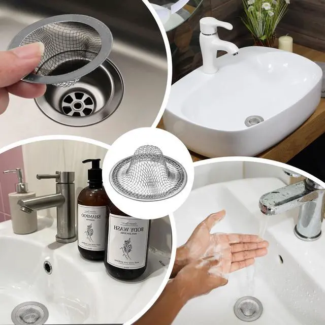 Alt view image 7 of 7 - 4PCS Stainless Steel Mesh Sink Strainer, 2.12" Top/0.9" | Slop Basket Filter Trap, Shower Bath Tub Drain, Hair Catcher, For Home Bathrooms