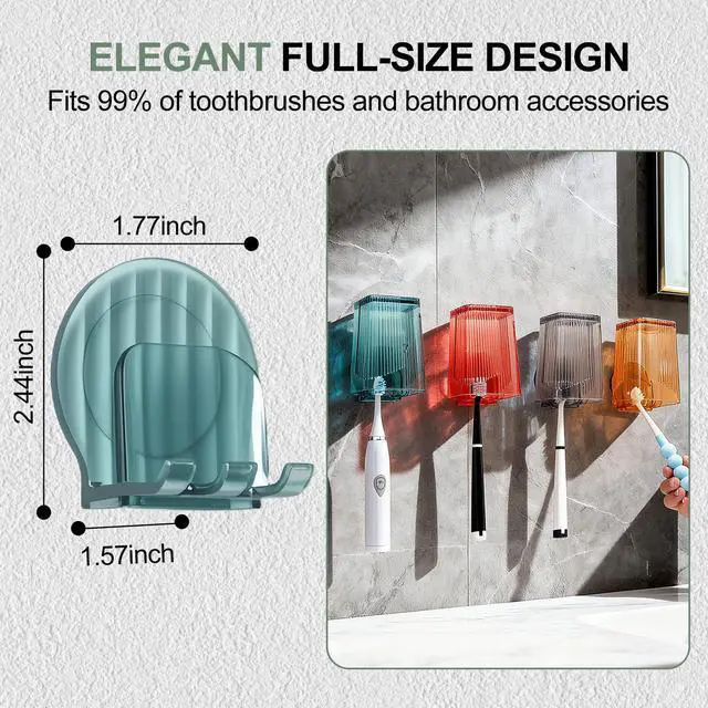 Alt view image 6 of 6 - 4 PCS Toothbrush Holders Wall Mounted, Elegant Design Fits Manual/Electric Toothbrush, and Towel, Toothbrush Holders for Bathrooms with Multiple Slots, Suitable for Family (4 Colors)