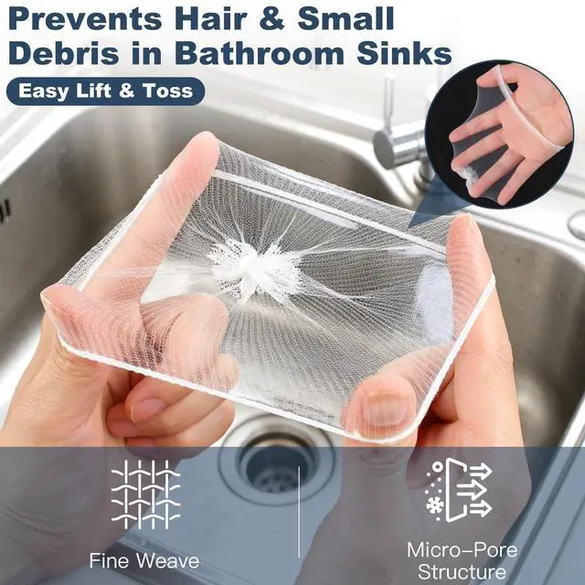 Alt view image 4 of 7 - Disposable Sink Drain Strainer: 200Pack Sourdough Mesh Cover | Sourdough Sink Catcher, Stretchable Mesh, Traps Hair and Food Residue, Helps Reduce Clogs, Kitchen, Bath and Laundry Use