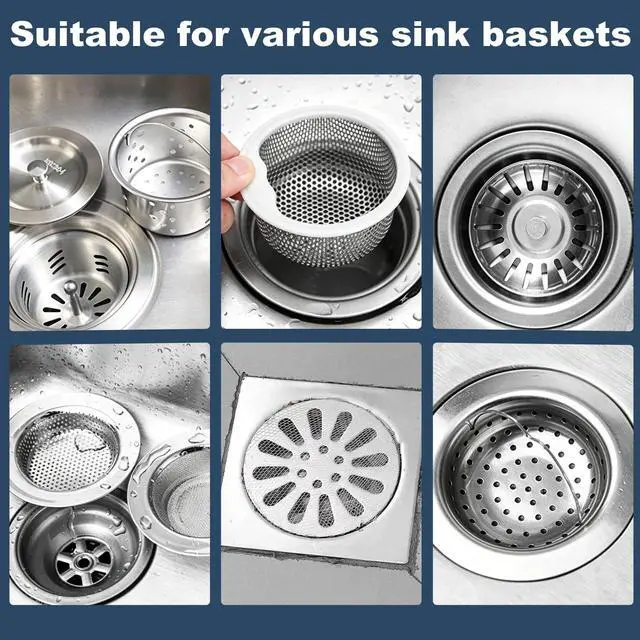 Alt view image 5 of 7 - Disposable Sink Drain Strainer: 200Pack Sourdough Mesh Cover | Sourdough Sink Catcher, Stretchable Mesh, Traps Hair and Food Residue, Helps Reduce Clogs, Kitchen, Bath and Laundry Use