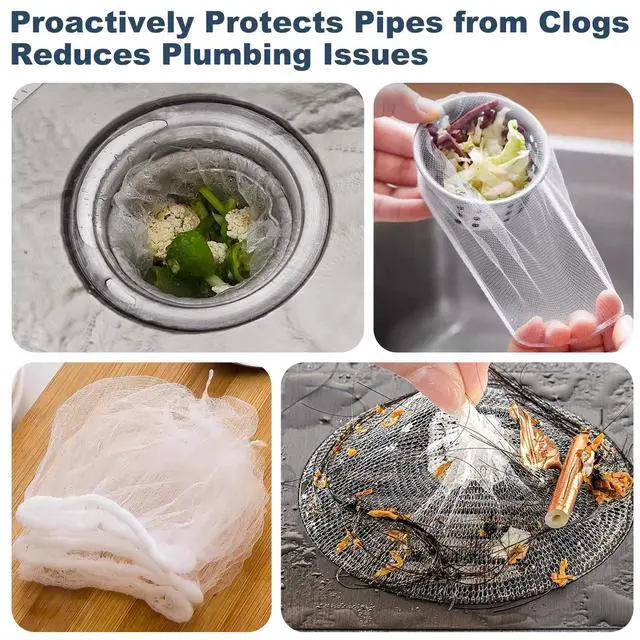 Alt view image 6 of 7 - Disposable Sink Drain Strainer: 200Pack Sourdough Mesh Cover | Sourdough Sink Catcher, Stretchable Mesh, Traps Hair and Food Residue, Helps Reduce Clogs, Kitchen, Bath and Laundry Use