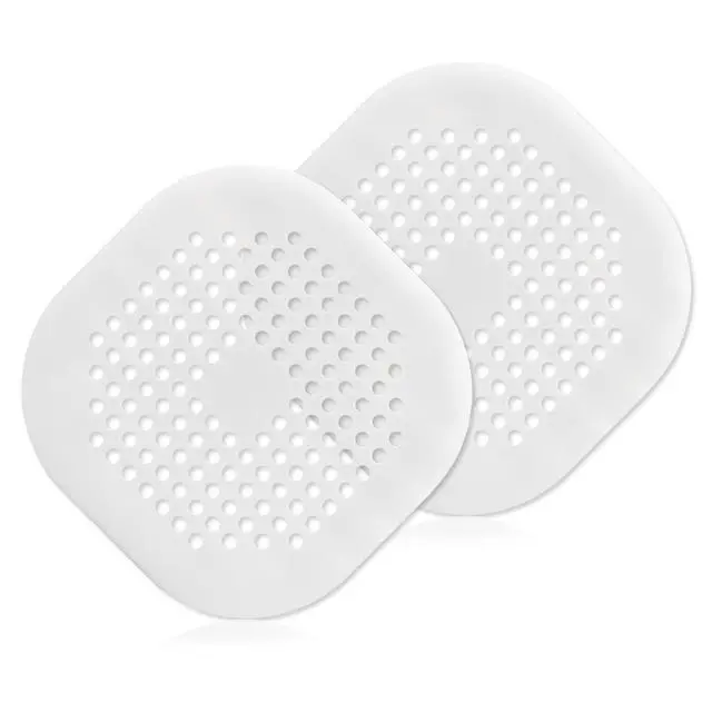 Alt view image 7 of 7 - Square Drain Cover, 5.4 Inch, White, 2Pcs | TPR Hair Drain Catcher, Flat Silicone, For Bathroom, Kitchen