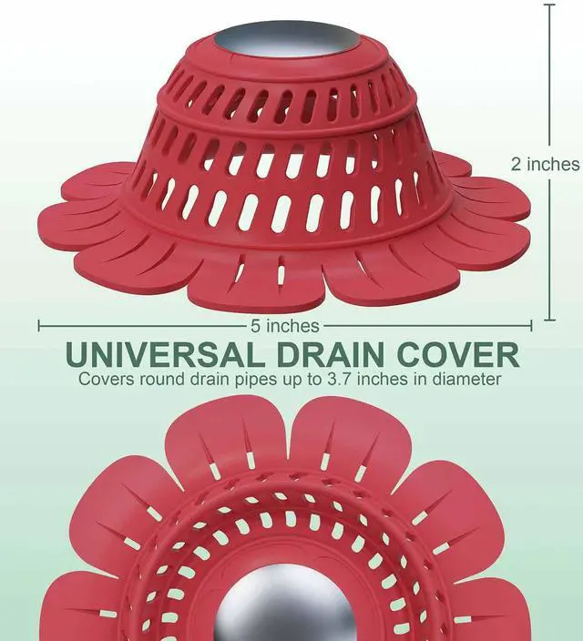 Alt view image 6 of 7 - Silicone Drain Cover for Shower, Bathtub, Sink - Decorative Flower Strainer with Metal Weight & Large Holes - Stays Put, Prevents Clogs, Matches Bathroom Faucets, Flexible & Durable