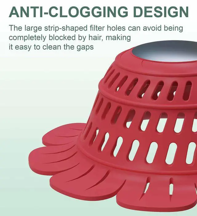 Alt view image 3 of 7 - Silicone Drain Cover for Shower, Bathtub, Sink - Decorative Flower Strainer with Metal Weight & Large Holes - Stays Put, Prevents Clogs, Matches Bathroom Faucets, Flexible & Durable