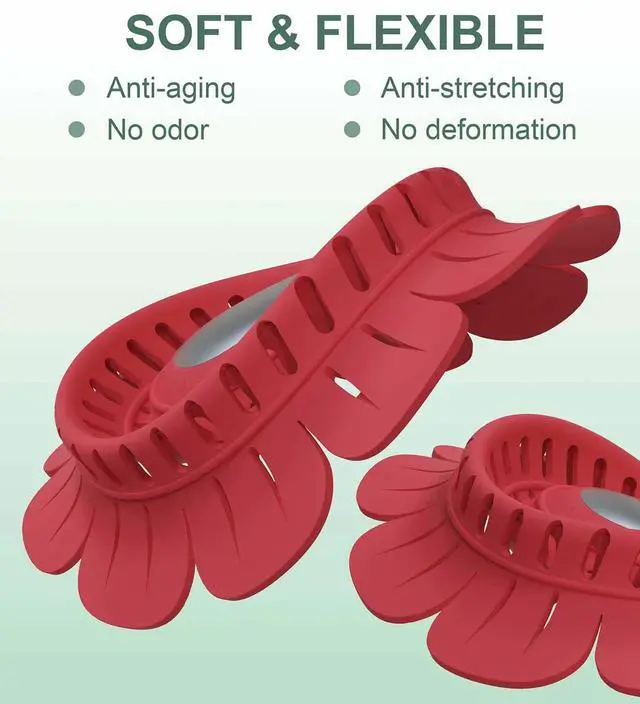 Alt view image 4 of 7 - Silicone Drain Cover for Shower, Bathtub, Sink - Decorative Flower Strainer with Metal Weight & Large Holes - Stays Put, Prevents Clogs, Matches Bathroom Faucets, Flexible & Durable