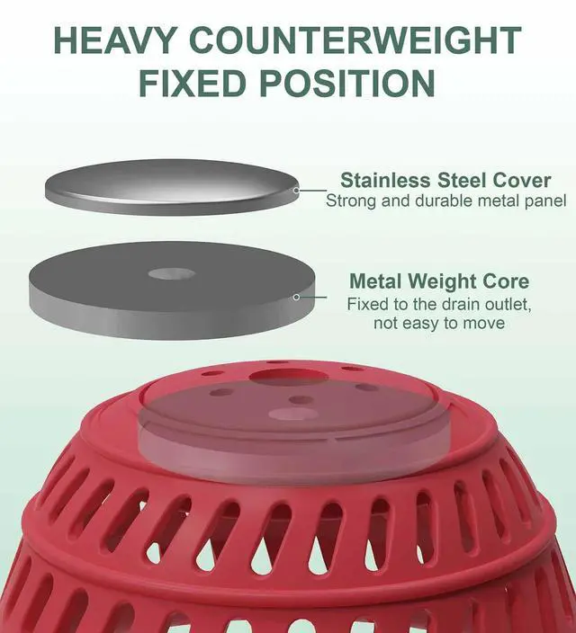 Alt view image 2 of 7 - Silicone Drain Cover for Shower, Bathtub, Sink - Decorative Flower Strainer with Metal Weight & Large Holes - Stays Put, Prevents Clogs, Matches Bathroom Faucets, Flexible & Durable
