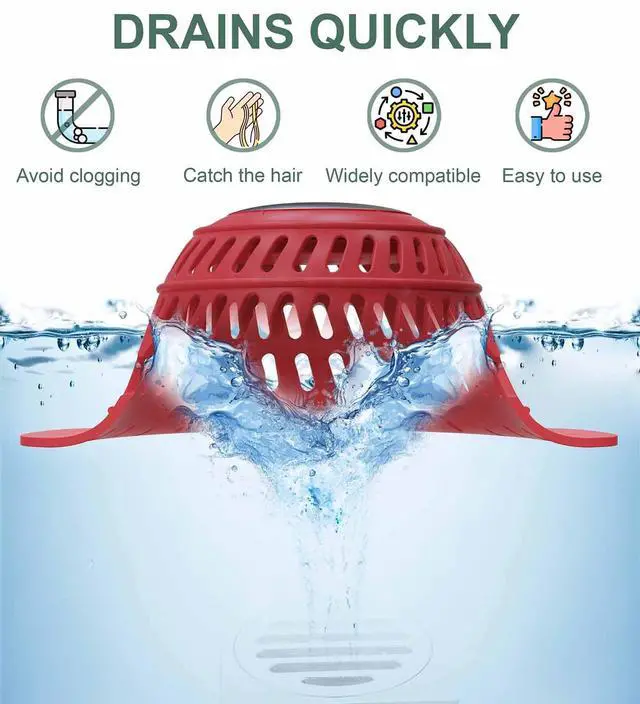 Alt view image 5 of 7 - Silicone Drain Cover for Shower, Bathtub, Sink - Decorative Flower Strainer with Metal Weight & Large Holes - Stays Put, Prevents Clogs, Matches Bathroom Faucets, Flexible & Durable
