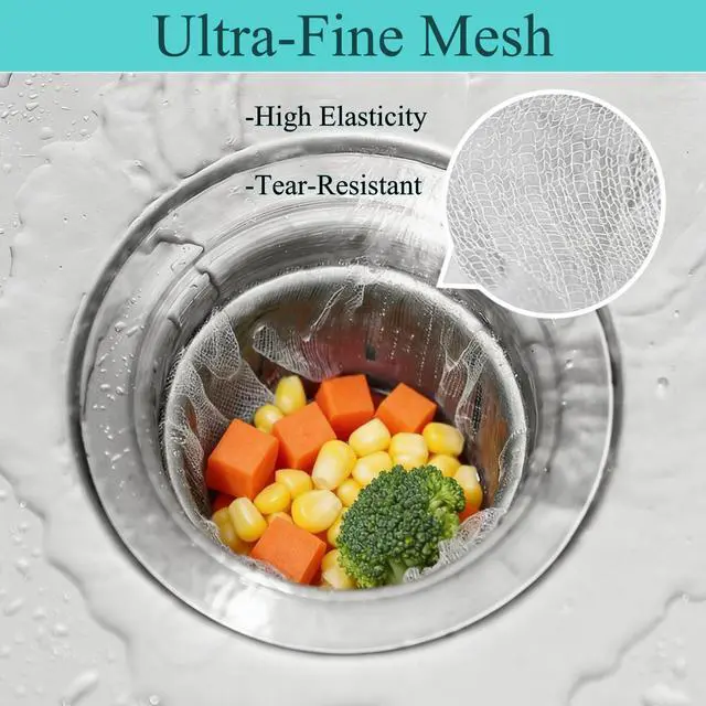 Alt view image 5 of 7 - 400 Pack Sourdough Sink & Drain Catcher Nets, 4 Inch Disposable Mesh Strainer Bags, Ultra-Fine Food Scraps Strainer for Coffee Grounds, Hair & Kitchen Waste, Fits Standard Bathroom Drains