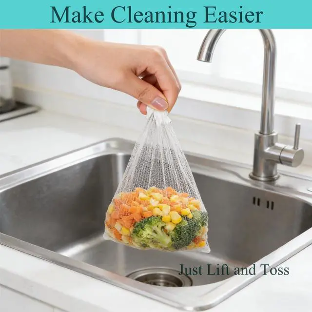 Alt view image 6 of 7 - 400 Pack Sourdough Sink & Drain Catcher Nets, 4 Inch Disposable Mesh Strainer Bags, Ultra-Fine Food Scraps Strainer for Coffee Grounds, Hair & Kitchen Waste, Fits Standard Bathroom Drains