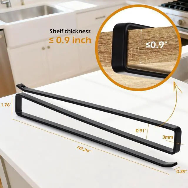 Alt view image 3 of 7 - Tumbler Lid Organizer, Under Cabinet Cup Lid Holder, Black | Iron racks, 10.24-inch length, slide onto shelves, no drilling or adhesive, space-saving kitchen storage inside cabinets