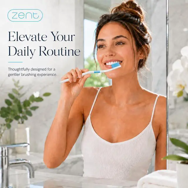 Alt view image 6 of 7 - Patented Pressure-Sensitive Soft Toothbrush for Adults | Protects Gums | Pressure Sensitive with Travel Cap, Designed for Sensitive Teeth and Gums - (Single, Blue)