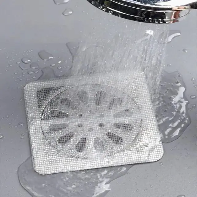 Alt view image 5 of 7 - Disposable Shower Drain Cover Hair Catcher Shower Drain Mesh Stickers, Bathroom, Laundry, Bathtub, Kitchen, Sink, for Human and pet Hair (10 PCS)