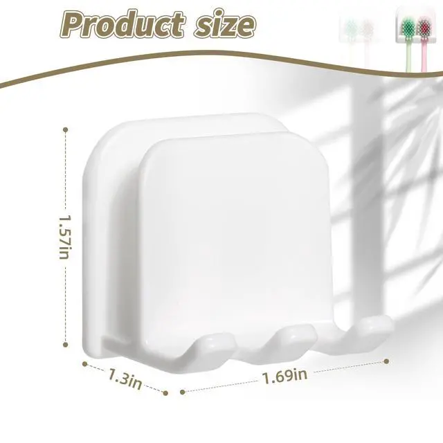 Alt view image 2 of 7 - 2-Piece Set of White self-Adhesive Wall-Mounted Waterproof Toothbrush Holders, Electric Toothbrush Holder for BathroomsSuitable for Bathroom Showers.