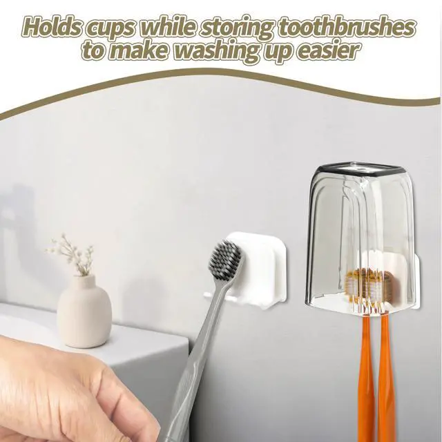 Alt view image 7 of 7 - 2-Piece Set of White self-Adhesive Wall-Mounted Waterproof Toothbrush Holders, Electric Toothbrush Holder for BathroomsSuitable for Bathroom Showers.