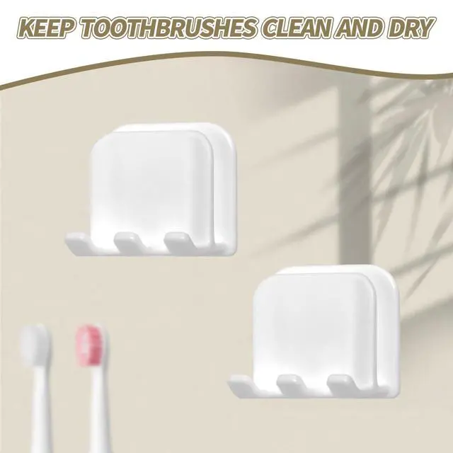 Alt view image 6 of 7 - 2-Piece Set of White self-Adhesive Wall-Mounted Waterproof Toothbrush Holders, Electric Toothbrush Holder for BathroomsSuitable for Bathroom Showers.