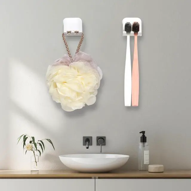 Alt view image 5 of 7 - 2-Piece Set of White self-Adhesive Wall-Mounted Waterproof Toothbrush Holders, Electric Toothbrush Holder for BathroomsSuitable for Bathroom Showers.