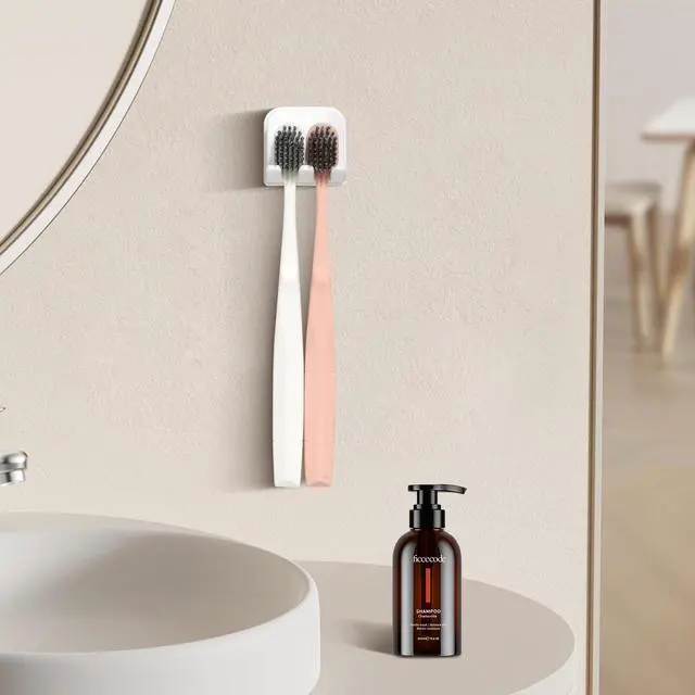 Alt view image 4 of 7 - 2-Piece Set of White self-Adhesive Wall-Mounted Waterproof Toothbrush Holders, Electric Toothbrush Holder for BathroomsSuitable for Bathroom Showers.
