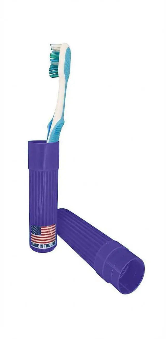 Main image of American Comb Toothbrush Holder - Purple, Made in USA, with Ventilation Holes, for Toothbrush Covers, Toothbrush Holder, Toothbrush Soft, Durable Design, Hygienic Bathroom Accessory