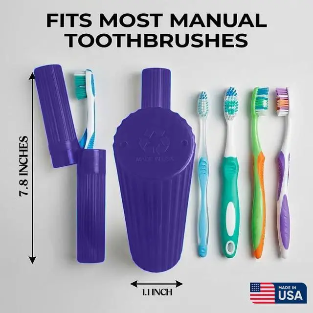 Alt view image 2 of 7 - American Comb Toothbrush Holder - Purple, Made in USA, with Ventilation Holes, for Toothbrush Covers, Toothbrush Holder, Toothbrush Soft, Durable Design, Hygienic Bathroom Accessory