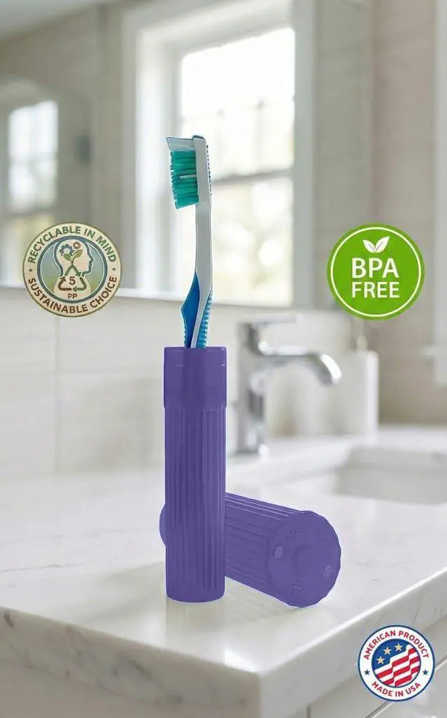 Alt view image 4 of 7 - American Comb Toothbrush Holder - Purple, Made in USA, with Ventilation Holes, for Toothbrush Covers, Toothbrush Holder, Toothbrush Soft, Durable Design, Hygienic Bathroom Accessory