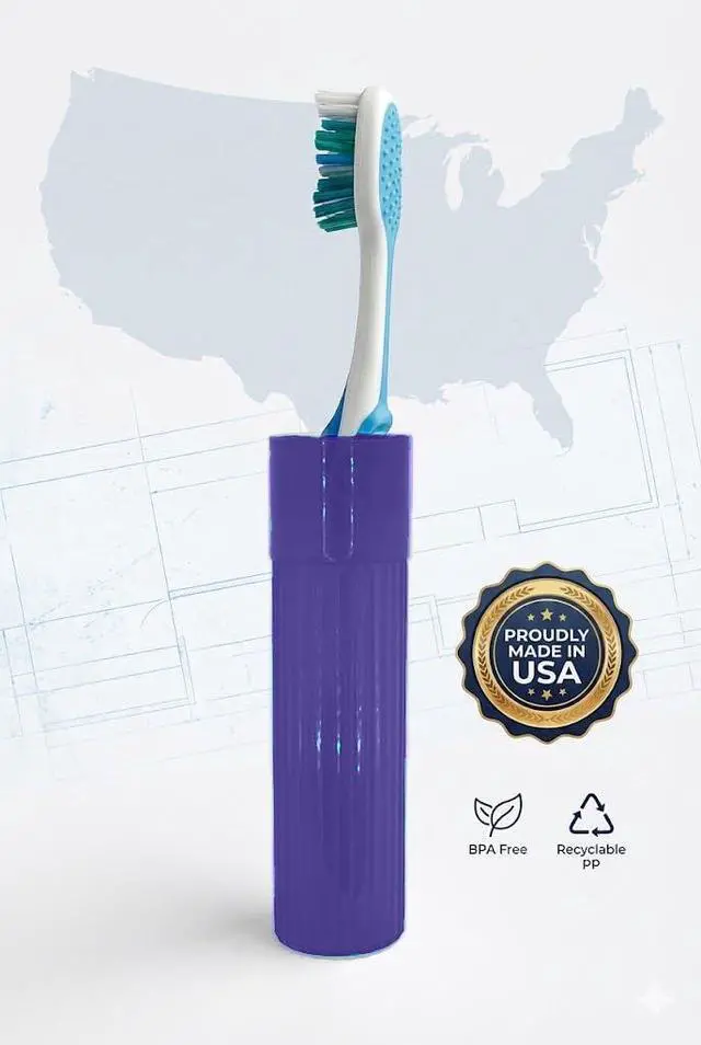 Alt view image 6 of 7 - American Comb Toothbrush Holder - Purple, Made in USA, with Ventilation Holes, for Toothbrush Covers, Toothbrush Holder, Toothbrush Soft, Durable Design, Hygienic Bathroom Accessory