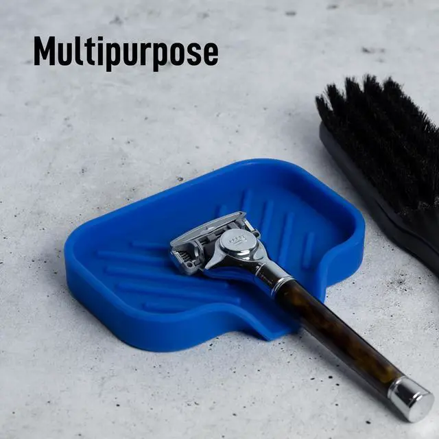 Alt view image 7 of 7 - Small Silicone Sponge Holder (4.9x3.3) Space-Saving Sink Organizer Tray for Sponge, Soap, Brush & More Compact Non-Slip Dish for Kitchen & Bathroom (Turkish Sea)