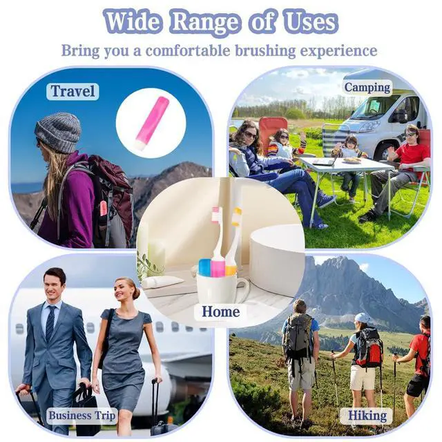 Alt view image 7 of 7 - Travel Toothbrush, 3PCS Travel Toothbrush Set, Mini Toothbrush Soft Portable Toothbrushes Travels with Tooth Brush Cover Small Folding Toothbrushes Individually Wrapped for Camping Home