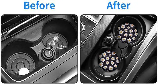 Alt view image 4 of 6 - 2PCS Daisy Non-Slip Car Cup Holder Coasters for Women | Universal Fit for Standard Cup Holders, Easy to Clean & Remove, Adorable Floral Decor, Ideal Gift for Girls & Car Lovers
