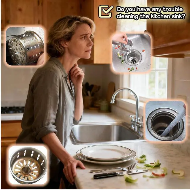 Alt view image 4 of 7 - 3" Kitchen Sink Strainer, 2-Pack Fine Mesh Basket - Catches Food Waste, Hair & Prevents Clogs, Rust-Proof Stainless Steel, Fits Standard Drain