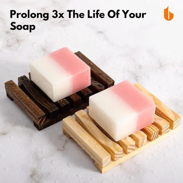 Alt view image 4 of 6 - Natural Wooden Soap Dish Soap Saver Holder Soap Tray for Bathroom, Biodegradable, Zero Waste, Plastic Free, Charcoal Color | Soap Saver Keep Soap Bar Dry Extend Soap Life Non-slip Soap Tray for Show