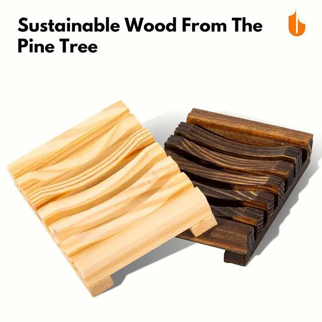 Alt view image 5 of 6 - Natural Wooden Soap Dish Soap Saver Holder Soap Tray for Bathroom, Biodegradable, Zero Waste, Plastic Free, Charcoal Color | Soap Saver Keep Soap Bar Dry Extend Soap Life Non-slip Soap Tray for Show