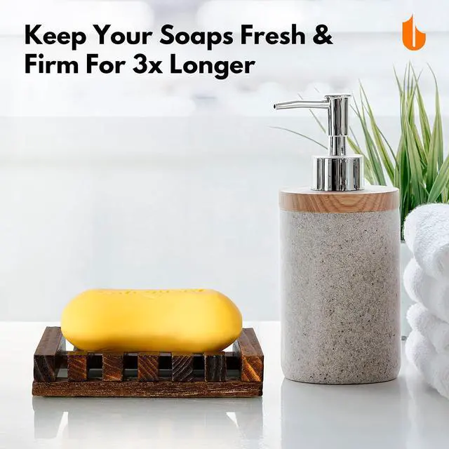 Alt view image 3 of 6 - Natural Wooden Soap Dish Soap Saver Holder Soap Tray for Bathroom, Biodegradable, Zero Waste, Plastic Free, Charcoal Color | Soap Saver Keep Soap Bar Dry Extend Soap Life Non-slip Soap Tray for Show