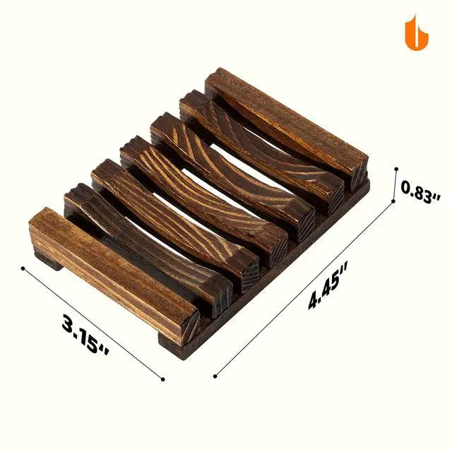 Alt view image 6 of 6 - Natural Wooden Soap Dish Soap Saver Holder Soap Tray for Bathroom, Biodegradable, Zero Waste, Plastic Free, Charcoal Color | Soap Saver Keep Soap Bar Dry Extend Soap Life Non-slip Soap Tray for Show