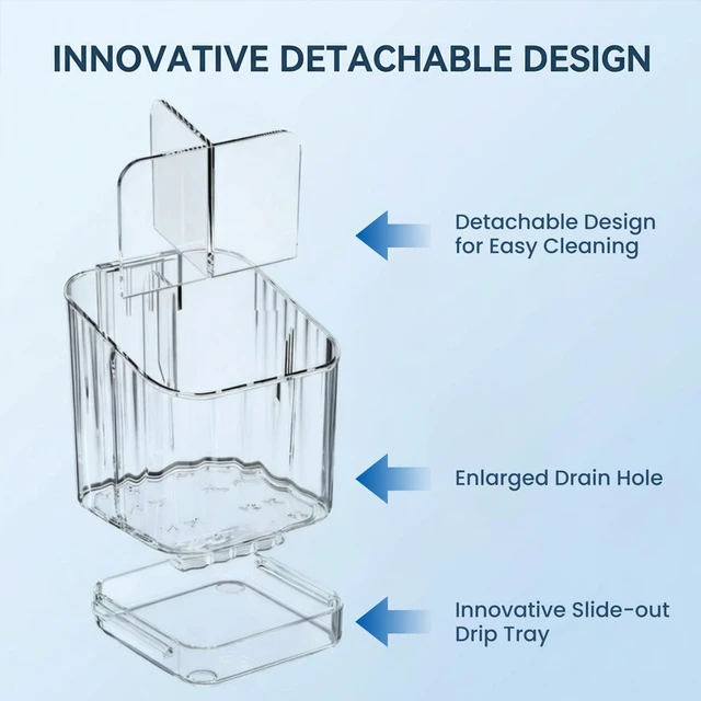 Alt view image 7 of 7 - Bathroom Toothbrush Holder, Three Compartment Detachable Toothbrush Holder Wall Mounted, Toothbrush Storage Rack for Bathroom/Kitchen/Office