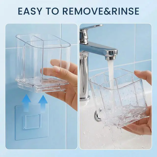 Alt view image 5 of 7 - Bathroom Toothbrush Holder, Three Compartment Detachable Toothbrush Holder Wall Mounted, Toothbrush Storage Rack for Bathroom/Kitchen/Office