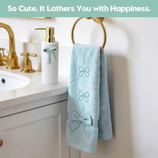Alt view image 2 of 6 - Green Bow Soap Dispenser with Gold Pump | Cute Hand Liquid Soap Dispenser for Bathroom and Kitchen Sink Countertop Decor