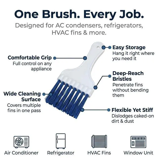 Alt view image 2 of 4 - Air Conditioner & Refrigerator Coil Cleaning Brush Long Bristle HVAC Fin Cleaner for AC Condenser, Evaporator, Coils