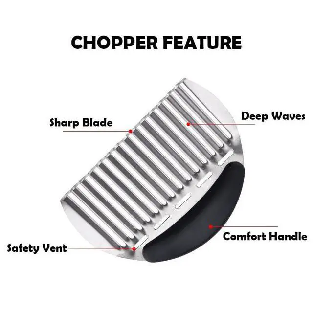Alt view image 2 of 6 - Heavy Duty Stainless Steel Large Crinkle Cutter Wavy Chopper French Fry Slicer for Potatoes Carrot Chips and Fruits, Vegetable, Potatoes, Onions (Black-Style II, 1 PCS)
