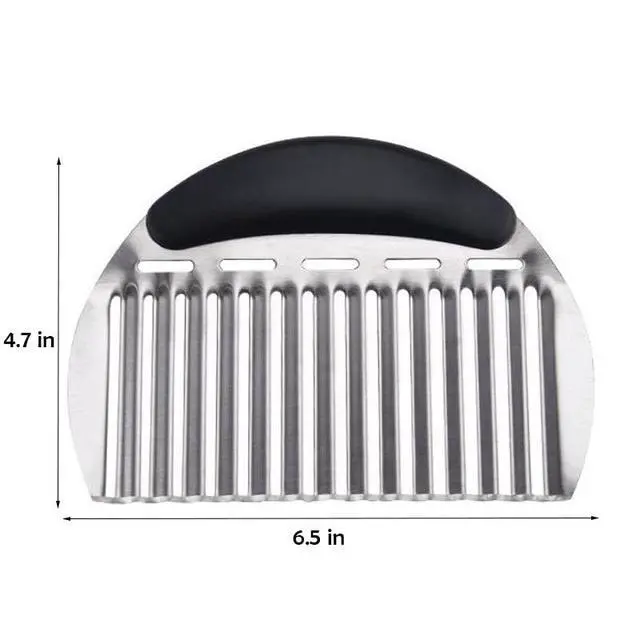 Alt view image 3 of 6 - Heavy Duty Stainless Steel Large Crinkle Cutter Wavy Chopper French Fry Slicer for Potatoes Carrot Chips and Fruits, Vegetable, Potatoes, Onions (Black-Style II, 1 PCS)