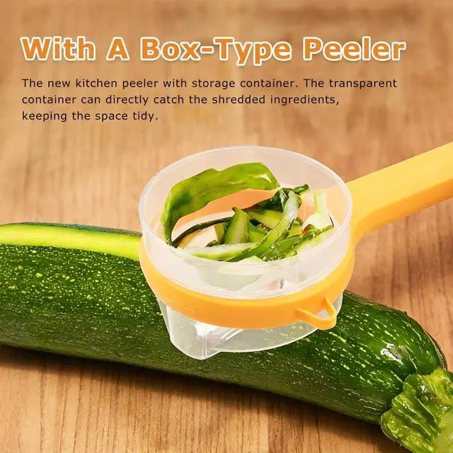 Alt view image 3 of 7 - Fruit and Vegetable Peeler with Storage Box,Double-Sided Stainless Steel Multi-Function Peeler with Container & Catcher, Easy to Clean Peelers for Home Kitchen