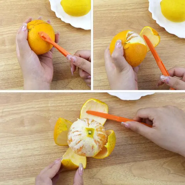 Alt view image 5 of 7 - 6 Pack Orange Peeler Tool Citrus Fruit Opener Kitchen Cutter Plastic Orange Peelers Tools Lemon Citrus Remover Easy Open Citrus Peel Cutter Vegetable Slicer Kitchen Accessories (Orange + Green)