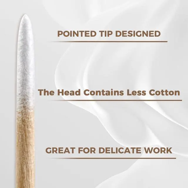 Alt view image 2 of 7 - 200 Pointed Cotton Swabs Precision Tips for Makeup & Cleaning | Pointed Cotton Swabs with Wooden Sticks Deliver Precise Makeup Touch-ups, Cleaning, and Detailed Craft Work