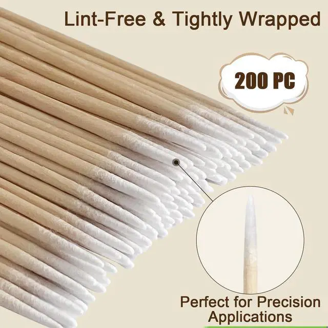 Alt view image 2 of 7 - Pointed Cotton Swabs 4 Inch - 200 Pcs, Precision Tip Swab for Nail | Mini Precision Applicators for Nail, Makeup Touch up, Microblading, Eyebrow Tattoo